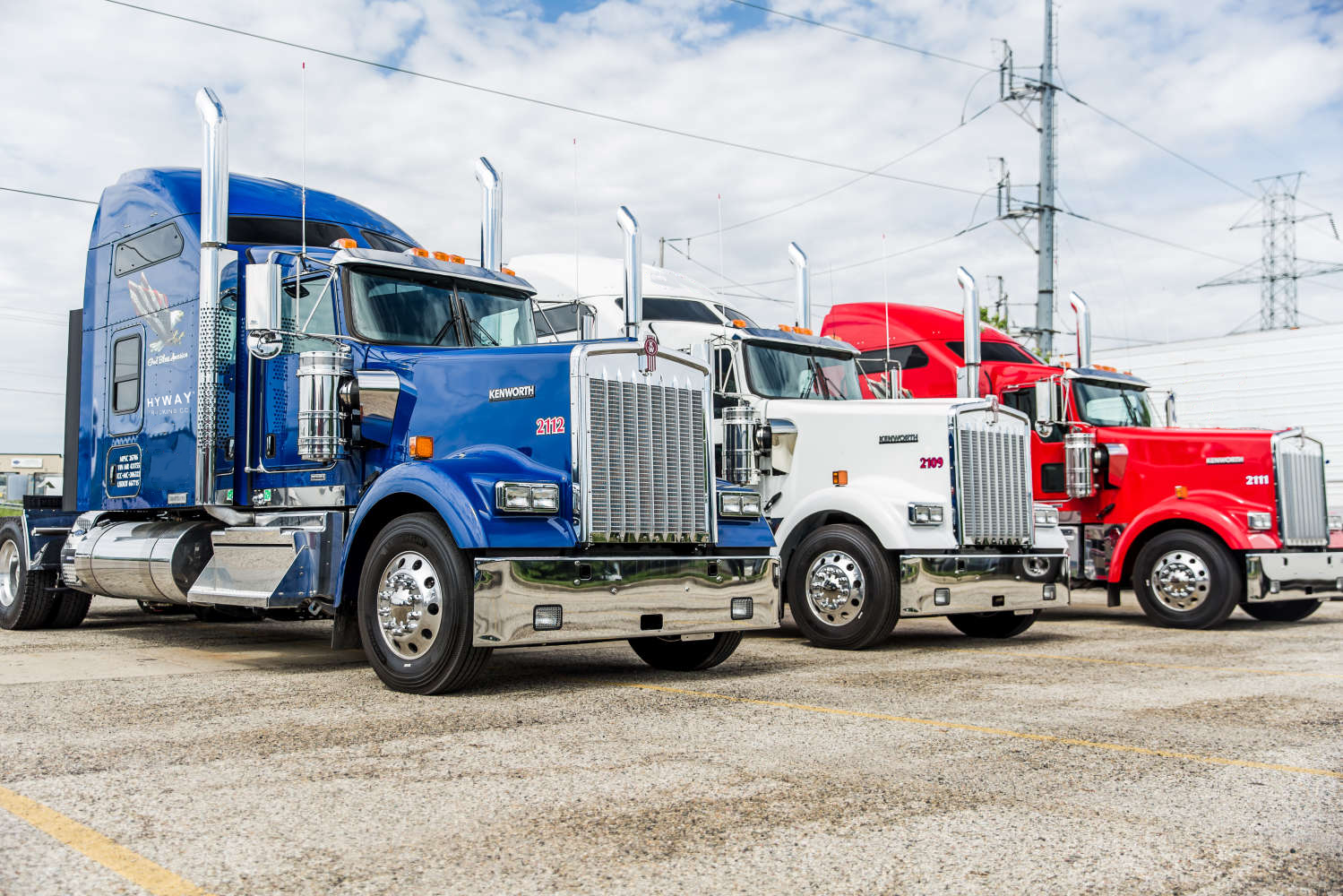 Blue-White-Red Semi Trucks